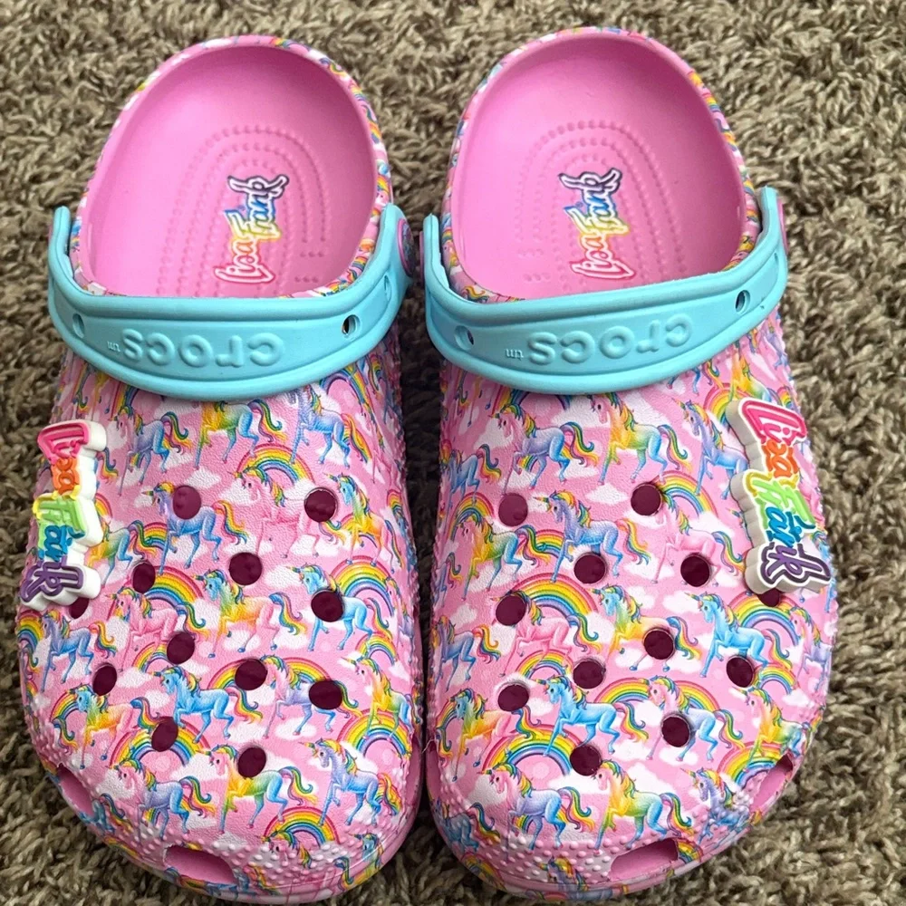 CROCS women Pink and Blue Unicorn Slippers - Picture 1 of 4